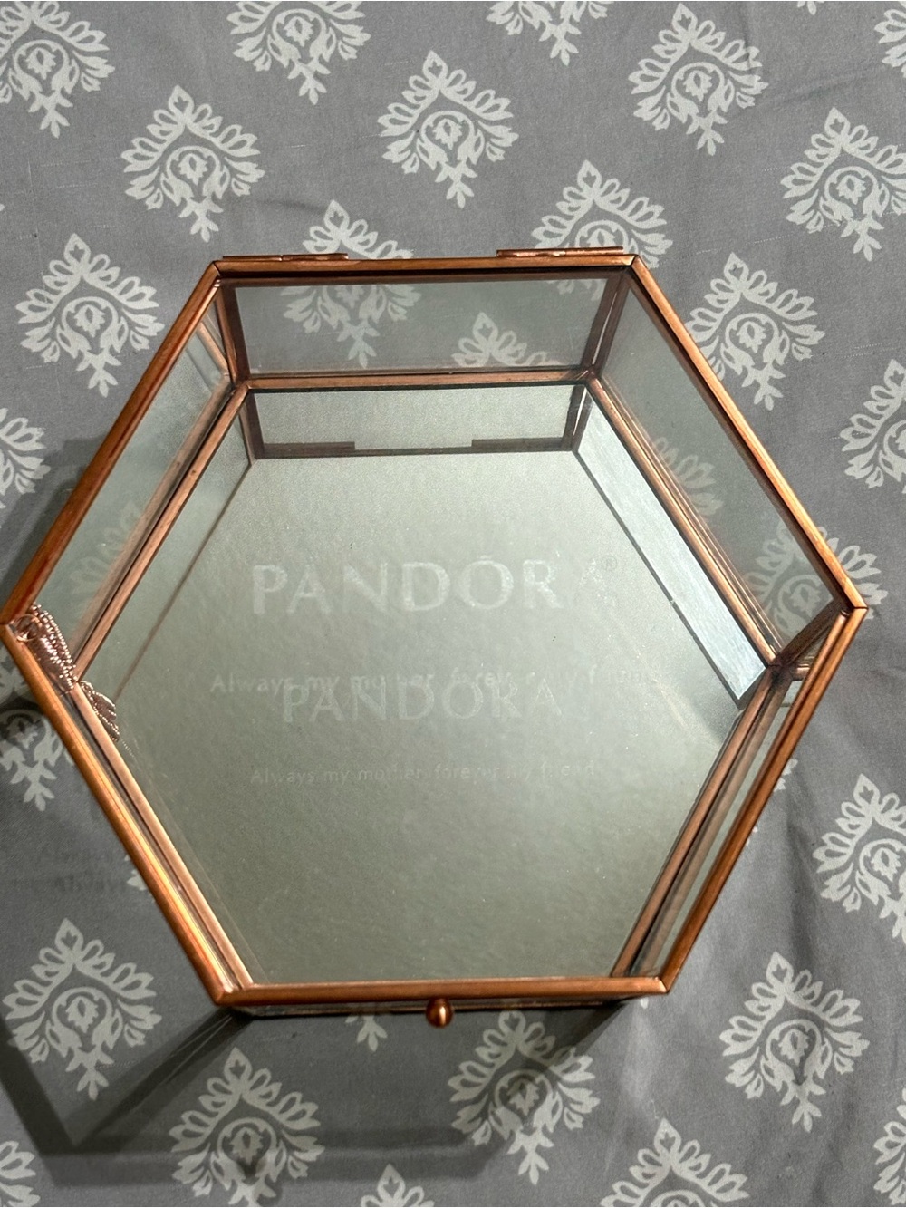 Pandora Hexagon Glass Display Box in Rose Gold Tone